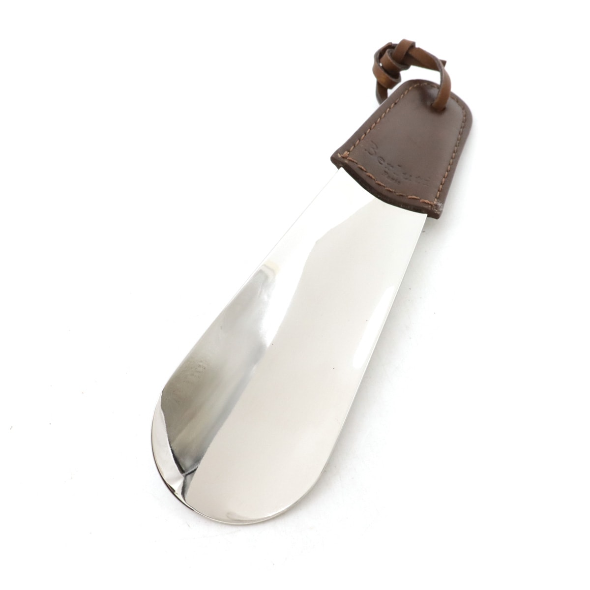 セリエ シューホーン ショート 靴ベラ 靴べら メタル レザー ダークブラウン シルバー金
