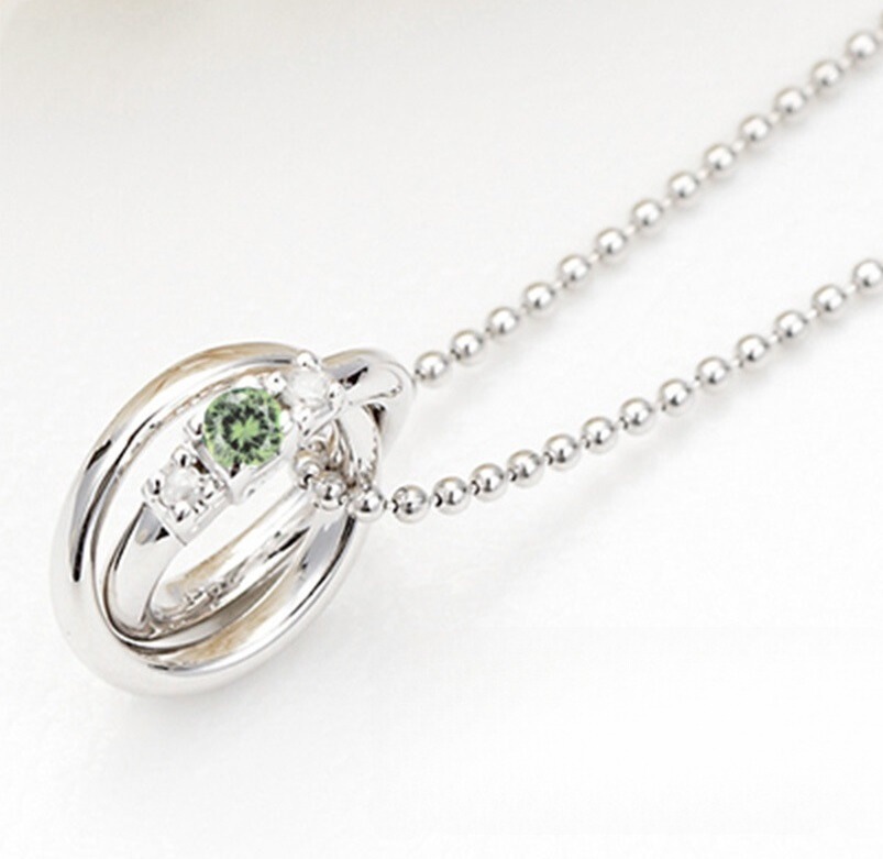ネックレス レディース シルバー925 8月誕生石 ペリドット ダイヤモンド 2連リングトップ 6,871円