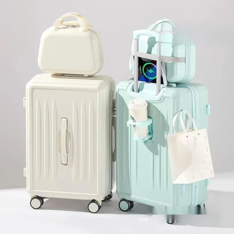 荷物女性2025新しいトロリーケース耐久性のある20インチ母子ボックス24旅行搭乗パスワードレザースーツケース