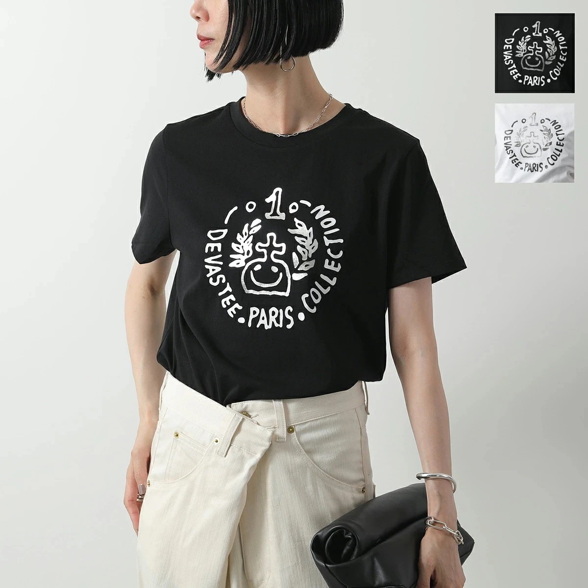 DEVASTEE デヴァステ 半袖 Tシャツ R3SMTP015 レディース コットン クルーネック ロゴプリント カットソー カラー2色