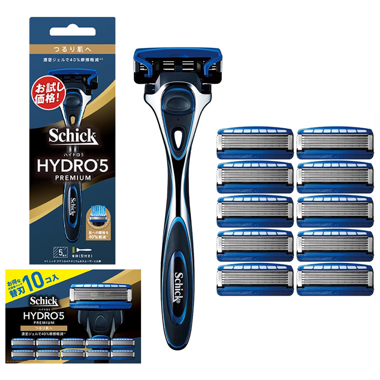 Schick(シック) ハイドロ5 プレミアム つるり肌へ ホルダー(刃付き) + ハイドロ5プレミアム つるり肌へ 替刃(10個入)