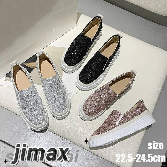 スニーカー シューズ レディース 春秋 カジュアル 散歩用 旅行 軽量 厚底 ぺたんこ シルバー ブラック ホワイト 22.5cm 23cm 24cm 24.5cm 4,838円