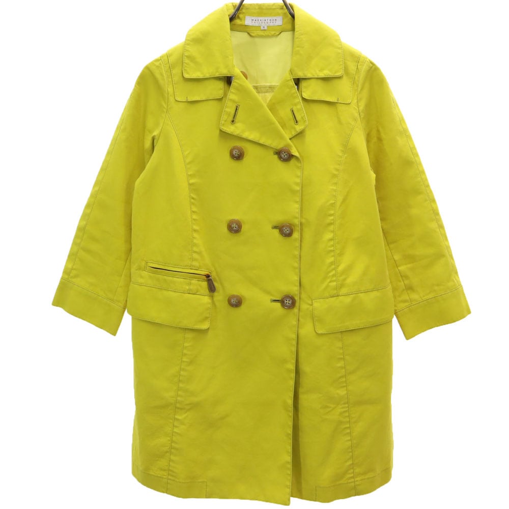 日本製 三陽商会 7分袖 トレンチコート 36 イエロー レディース