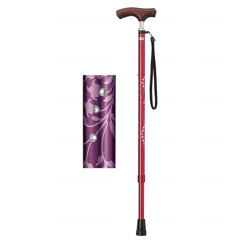 杖 キララ・ケイン 宝石柄 紫 軽量 女性 男性 杖ホルダー 自立 サポート おしゃれ 医療用 介護用 転倒防止 高齢者 立ち上がり 補助 腰痛 予防 ウェルファン 掲載商品 歩行用