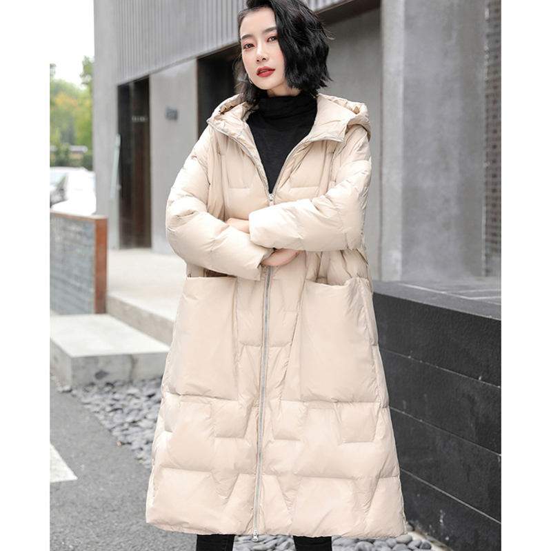 レディース ダウンジャケット 冬 厚手 防寒服 アウトドア ロングコート フードコート 無地 フード 防風 柔らかい ダウンコート 韓国風 軽量 ファッション 暖かい 厚手 大きいサイズ きれいめ 着