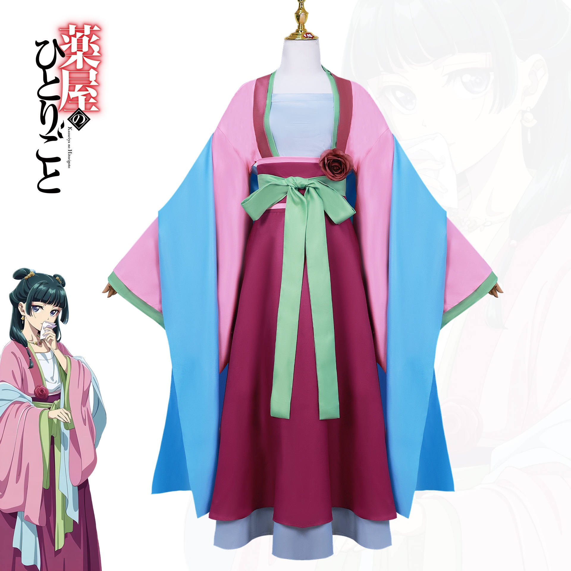 青花桃仙人図耳環付花瓶/大清乾隆年製/飾壺/中国美術 高さ約42cm