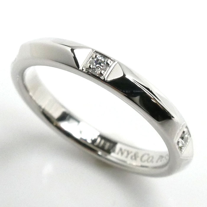 TIFFANY&Co. ティファニー Pt950プラチナ トゥルーバンドリング 5Pダイヤ リング・指輪 ダイヤモンド 8.5号 4.5g レディース 中古 美品