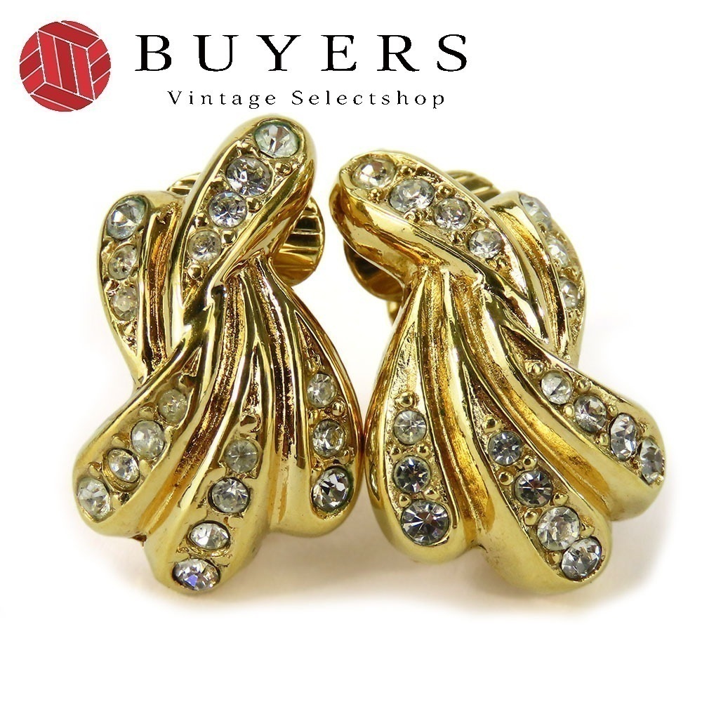 中古 イヤリング メタル ゴールド GP アクセサリー ラインストーン レディース 女性