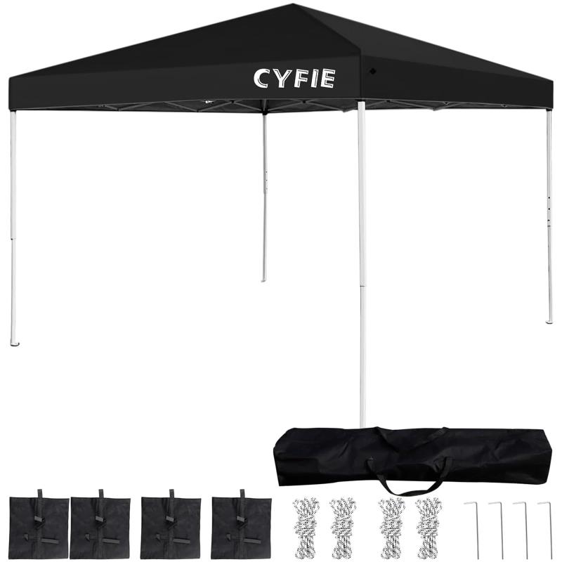 CYFIE タープテント 2mx2m ワンタッチ 軽量 頑丈 uvカット 風に強い アウトドア テント 屋根 テント 屋外 テント 日除け テント 四脚テント 高さ3段階調節 高耐水加工 スチールフレ