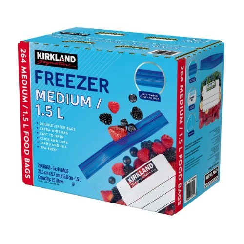 カークランドシグネチャージッパーバッグ中型44枚×6冷凍用ダブルジッパーバッグ食品収納多目的家庭キッチンレストラン