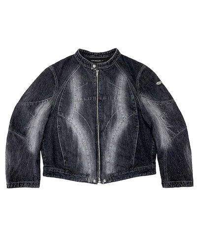 購入待ち〜 韓国 ファッション SPRAY BIKER JACKET [BLACK]