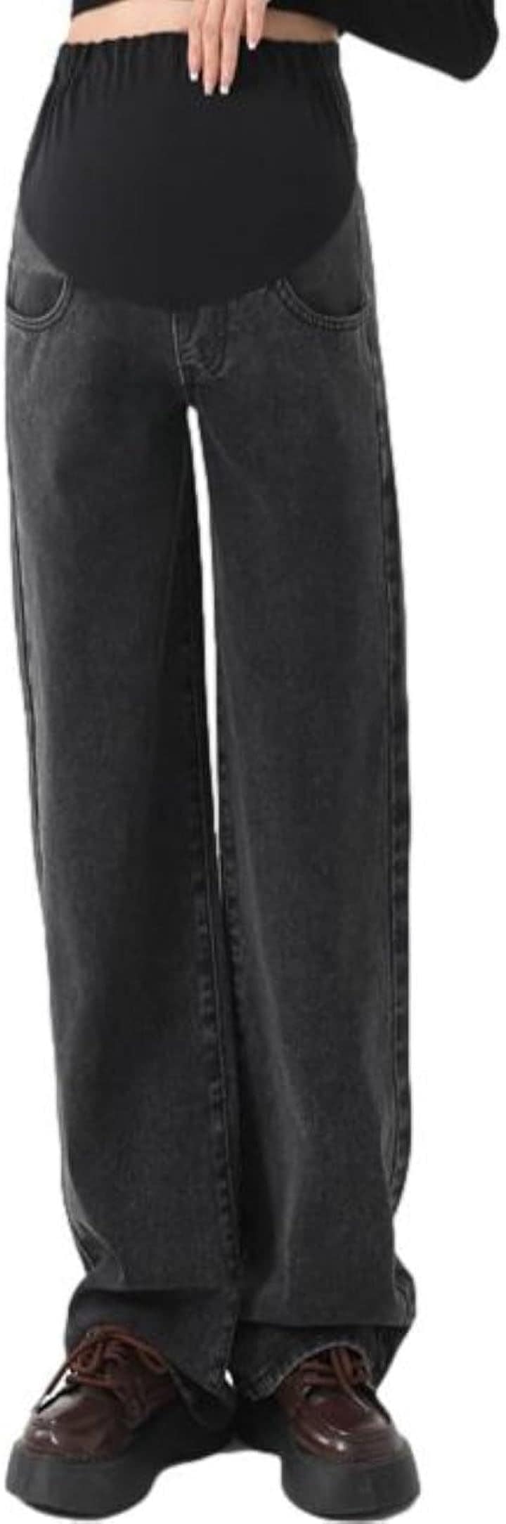 マタニティ ストレートデニム レディース パンツ 産後 ゆったり ウエストゴム アジャスター付き シワなし マタニティパンツ ビッグ 動きやすい デイリーユース 育児(グレー, M) 5,260円