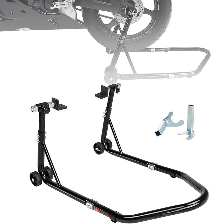 バイクスタンド メンテナンススタンド バイク用 高さ5段階調整 耐荷重320kg L型＆U型 アジャスタブル( ブラック, L型+U型 昇降可能)