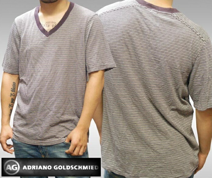 AGジーンズ Tシャツ メンズ Vネック ボーダー 半袖 シャツ COA エージージーンズ AG Jeans 正規 アドリアーノ ゴールドシュミット 雑誌 掲載 LAセレブ カジュアル スタイル プレ