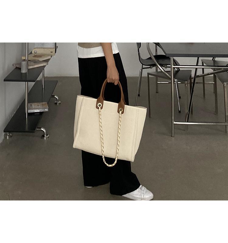 バッグ カバン トートバッグ 通勤バッグ スクエア型 四角 チェーン キャンバス きれいめ カジュアル 上品 おしゃれ ガーリー オフィス OL 通勤 学生 通学 デート 女子会 休日