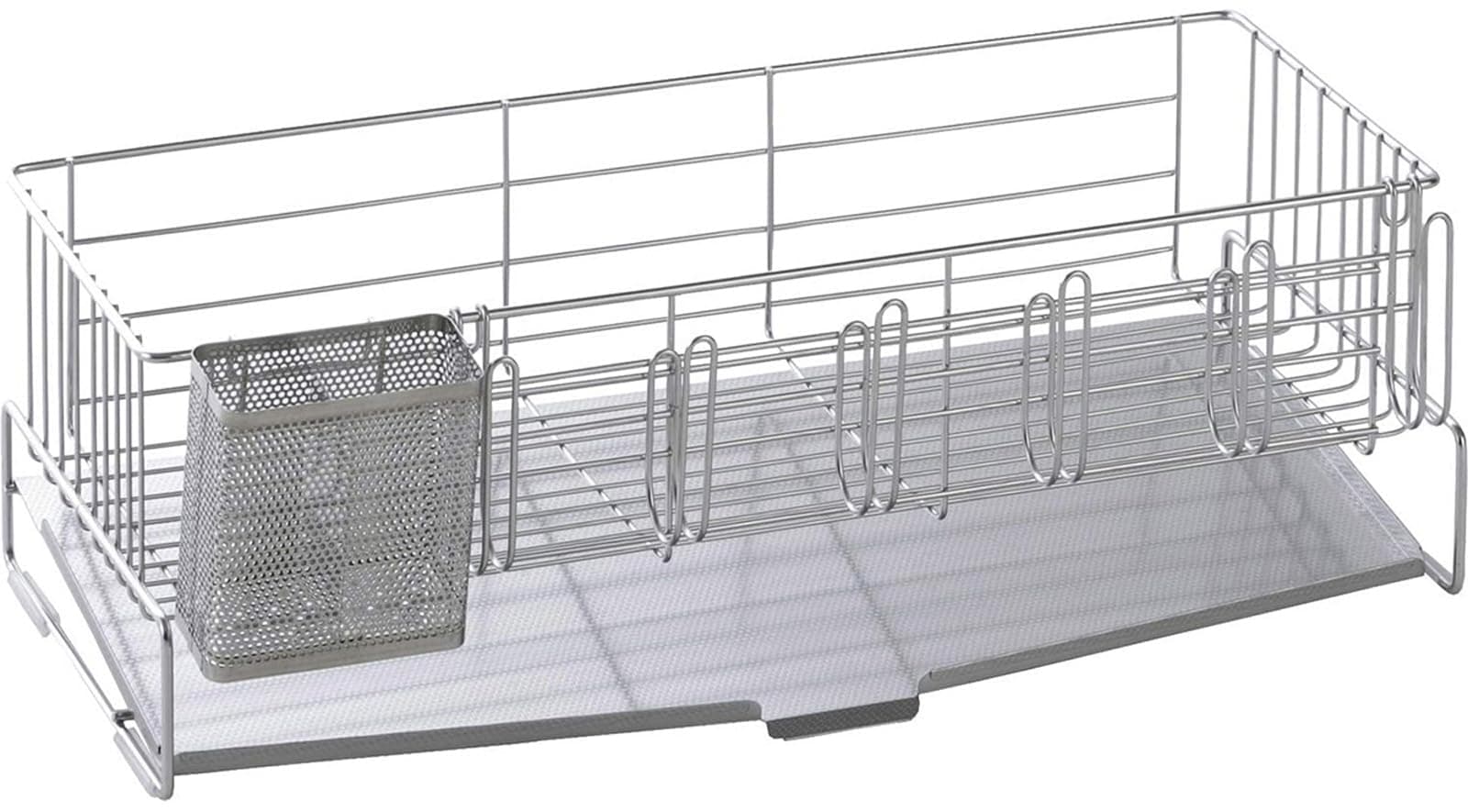 下村企販 省スペースに置ける 水切りラック スリム 奥行47cm 【日本製】 シンク上 水垢が目立ちにくいトレー 様々な食器に対応 6連グラスホルダー・箸ポケット付き 台所 水切りかご ステンレス 燕