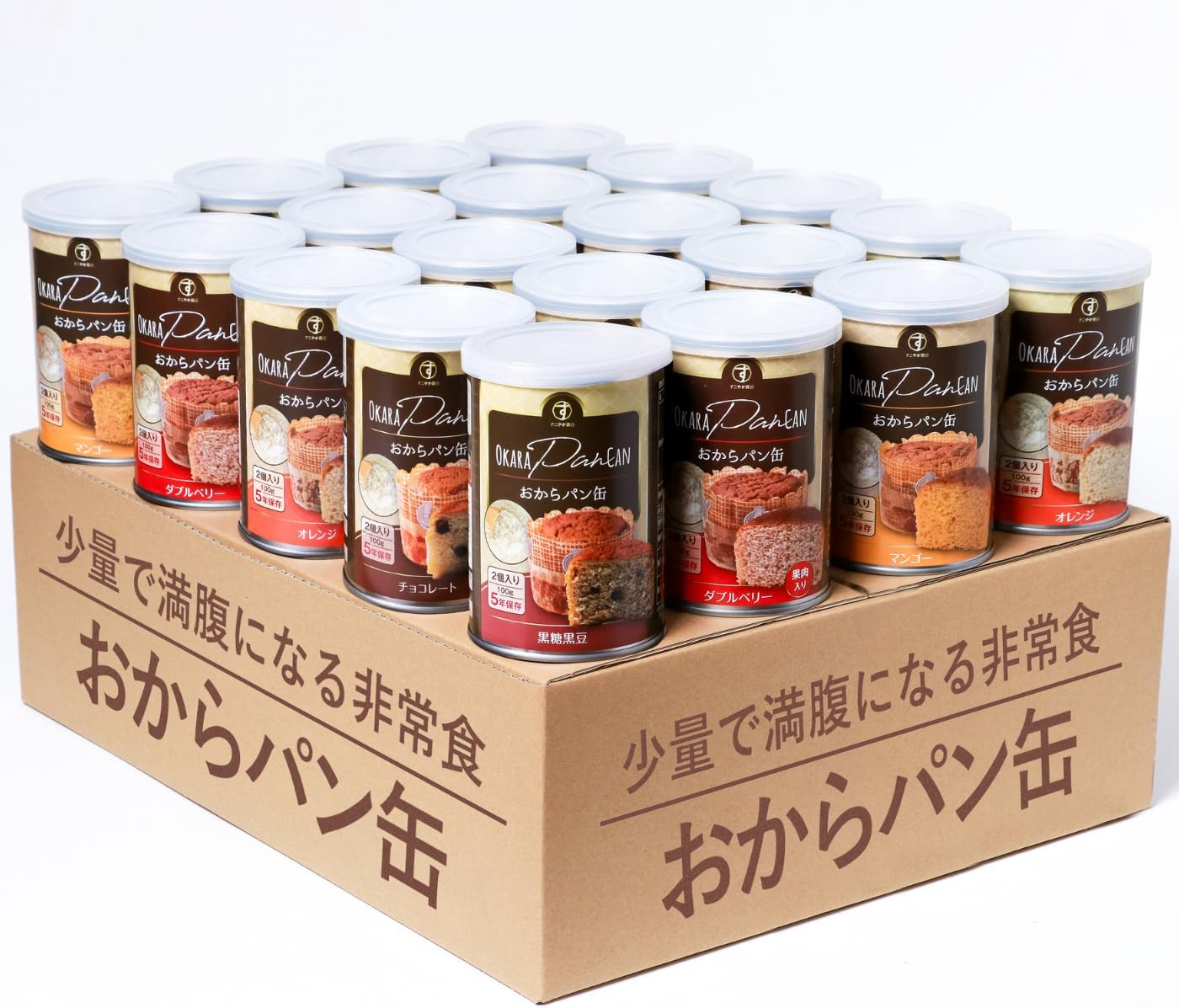 すこやか商店 おからパン缶 防災 食品 保存食 非常食 最長5年 少量で満腹になる 備蓄用保存パン ギフト 5味 20缶入 国産原料 管理栄養士監修
