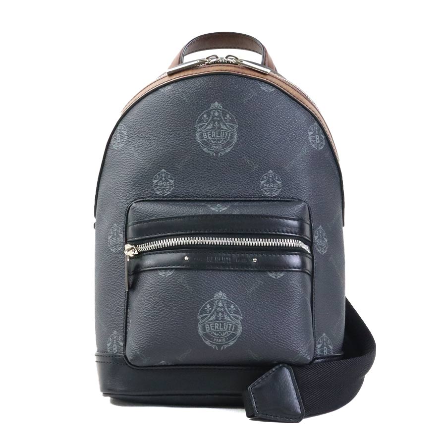 ベルルッティ Berluti ボディバッグ エクスプローラー ボディバッグ PVCコーティングキャンバス/レザー ブラック×ブラウン メンズ 90193g