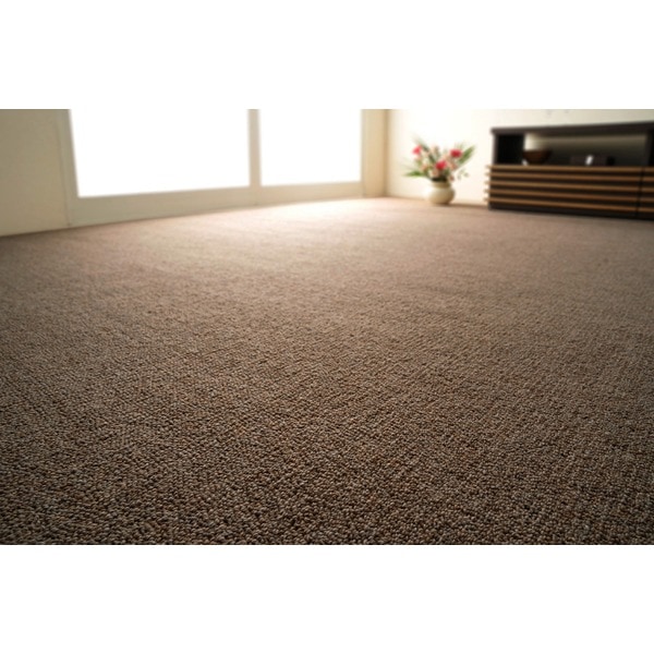 ラグマット 絨毯 江戸間 8畳 約352x352cm ダークブラウン 日本製 ウール100％ 防炎 防ダニ 抗菌 ホットカーペット可 オペラ