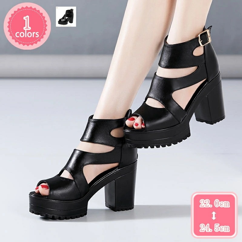 1000円OFFクーポン プラットフォーム クロスストラップ サンダル レディース スクエアヒール グラディエーターサンダル ハイヒール ブーツサンダル 前厚 脚長 歩きやすい 安定感抜群 チャック付