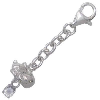 幸せを招く猫モチーフ ( 6月誕生石 ) シルバー ムーンストーンチャームトップホルダー楽ギフ_包装