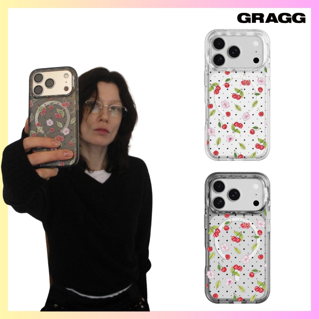 [GRAGG] MAGSAFE LAYERS FRAME CASE - CHERRY GARDEN (2 Colors) iPhone 15/16/17 SERIES + FREE OMAKE