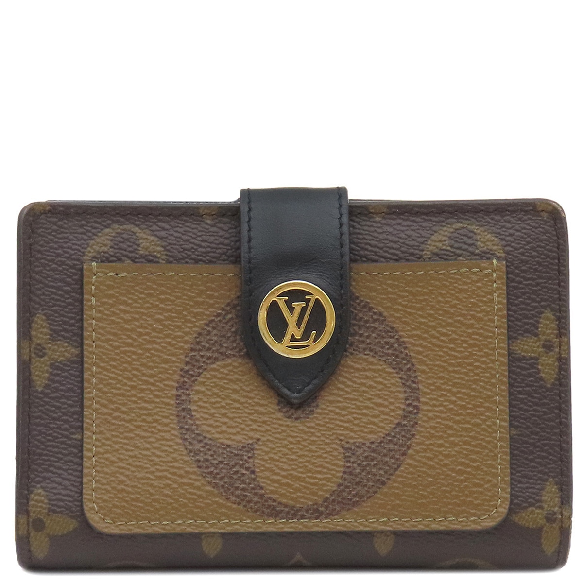 ルイヴィトン LOUIS VUITTON 二つ折り財布 ポルトフォイユ ジュリエット モノグラムキャンバス モノグラムリバースキャンバス モノグラム ゴールド金具 茶 LVサークル M69432 RF