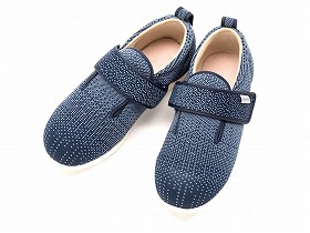 徳武産業 あゆみシューズ 介護靴 施設用 ダブルマジックIII ニット 3E 紺 両足Lサイズ 1107