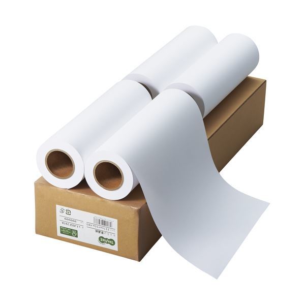 （まとめ） TANOSEE インクジェット用普通紙 A3ロール 297mm50m 1箱（4本） 2セット