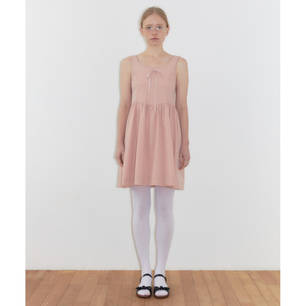 SINOON ラウンドシャーリングスリークワンピース (ピンク)