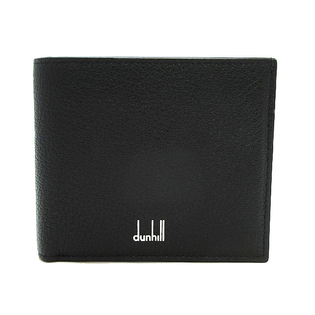 dunhill 20F2320GS001 ダンヒル デューク ファインレザー コレクション 小銭入付二折財布 ゴートスキンレザー ブラック/シルバー