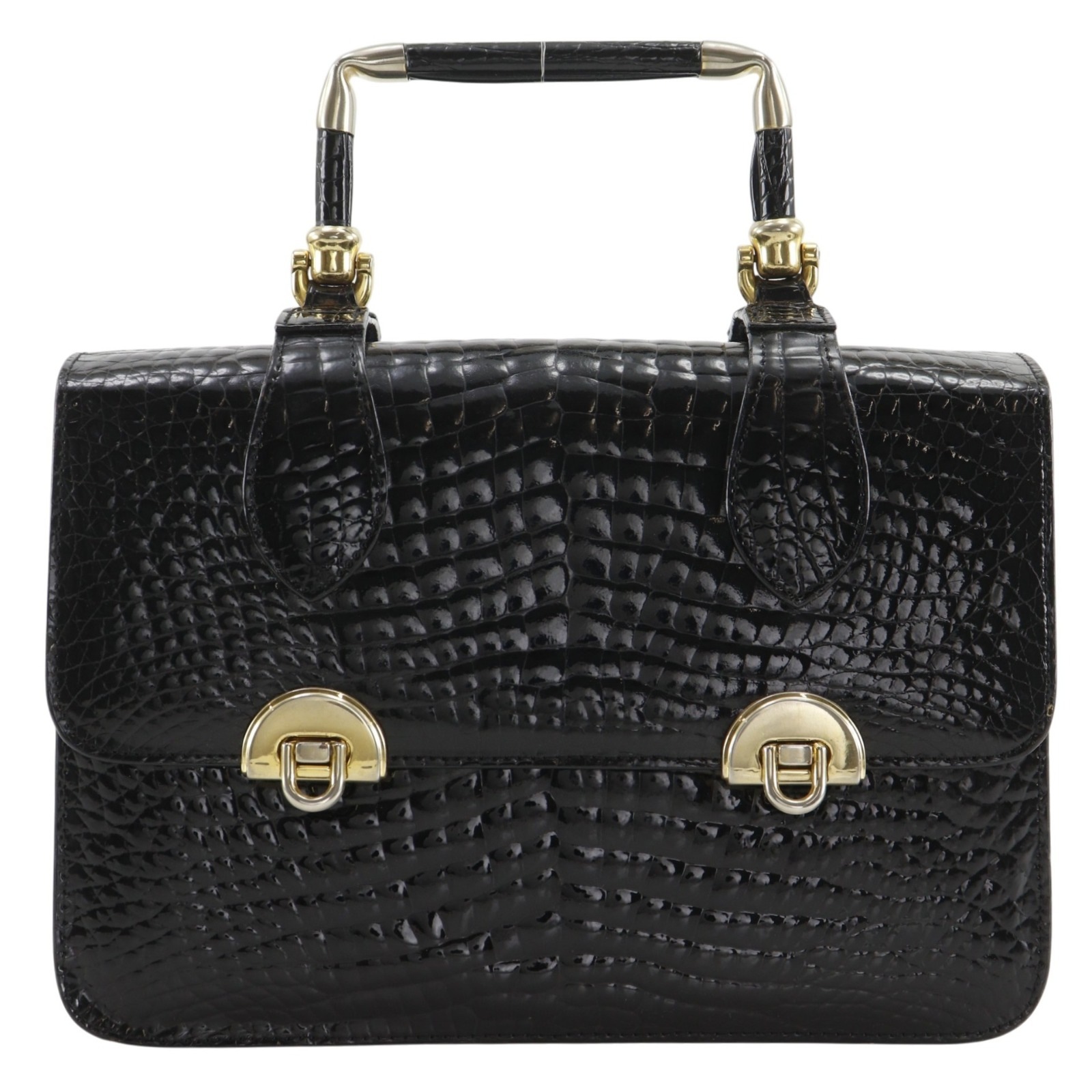 jollibors ジョリボース ハンドバッグ クロコダイル 黒 ユニセックス 中古品
