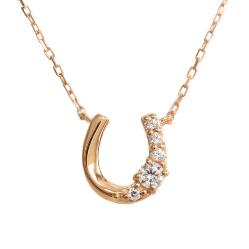 リボン済＆紙袋 正規品 ネックレス レディース 馬蹄モチーフ ペンダント ネックレス プレゼント K10ピンクゴールド 祝い
