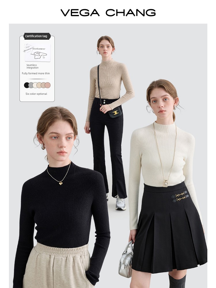 シームレス ワンピース ソリッド カラー セーター