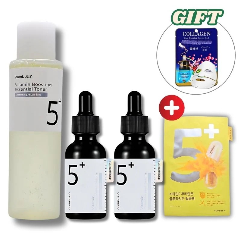 【no.5 白玉 3点セット】 シリーズ アンプル 30ml*2 + トナー200ml + 5番マスクパック贈呈