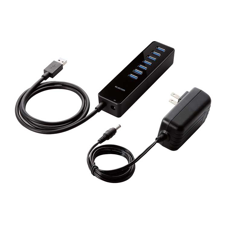 USBHUB3.0 マグネット付き セルフパワー 7ポート ブラック