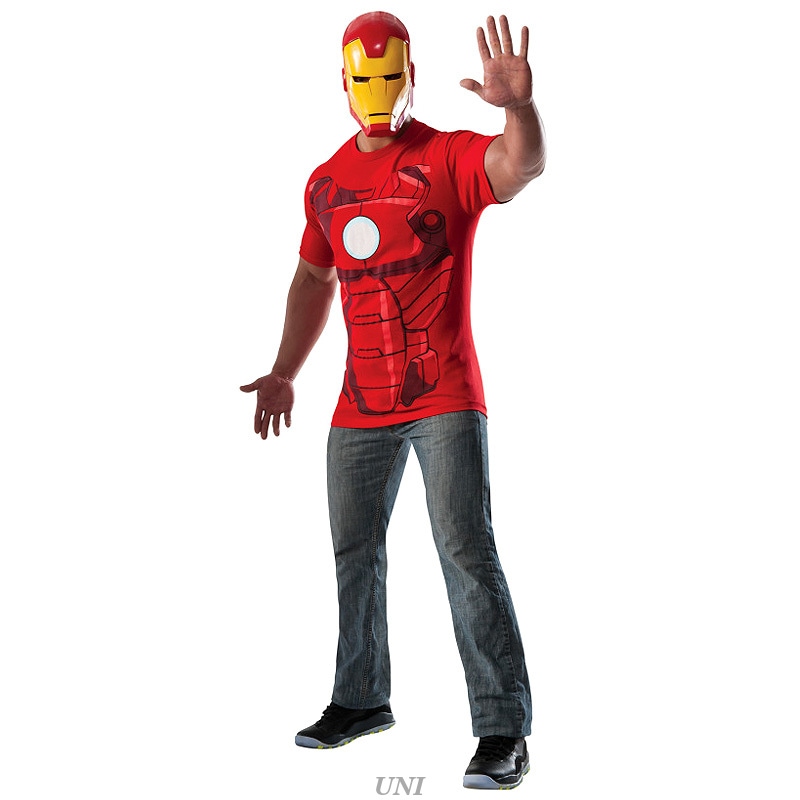 コスプレ 仮装 アイアンマン Tシャツ＆マスク XL (マスク付き) 大きいサイズ) 【 コスプレ 衣装 ハロウィン 仮装 コスチューム 大きいサイズ メンズ シャツ マーベル グッズ アベンジャーズ