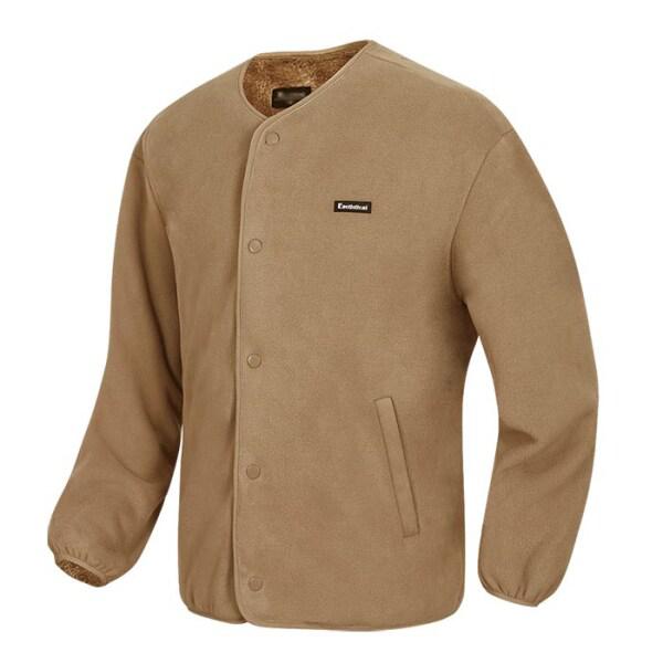 ノーカラーボア裏地フリースジャケットジップアップジャンパー