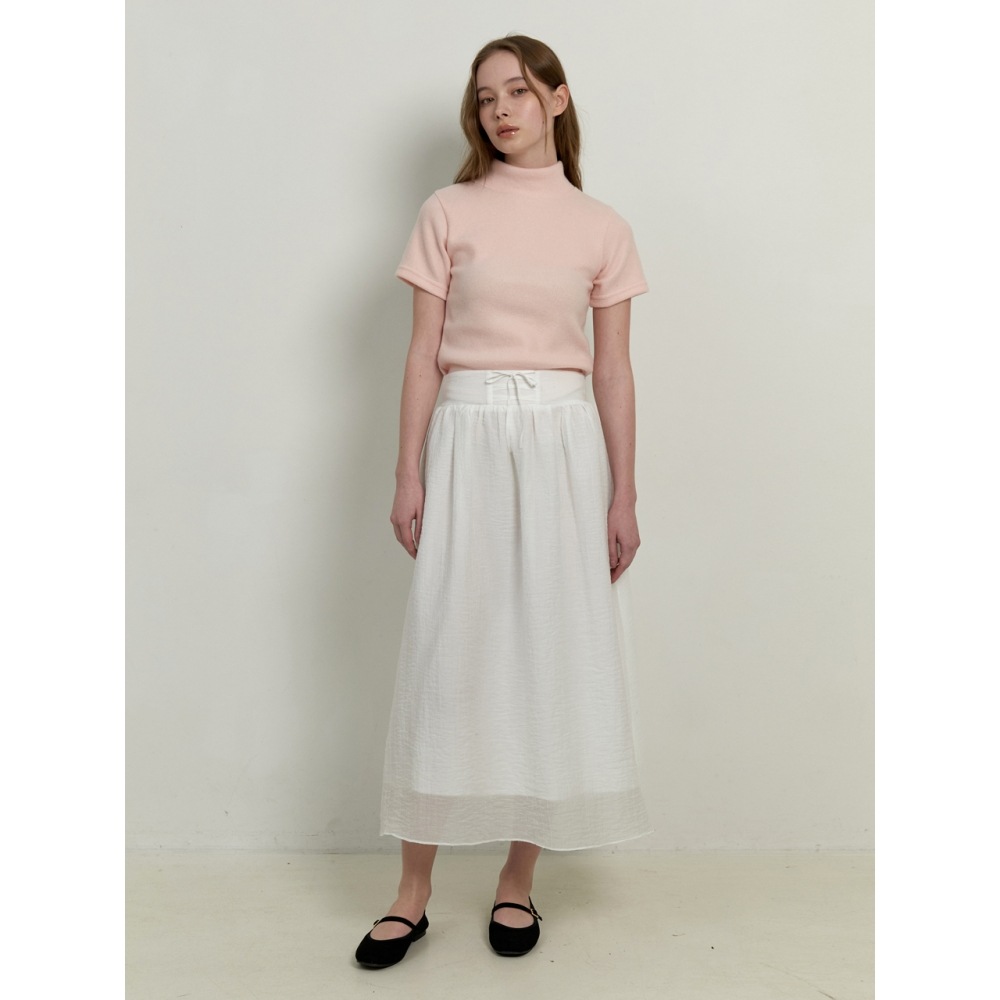 KINDABABY コルセットリボンレイヤードロングスカートホワイト