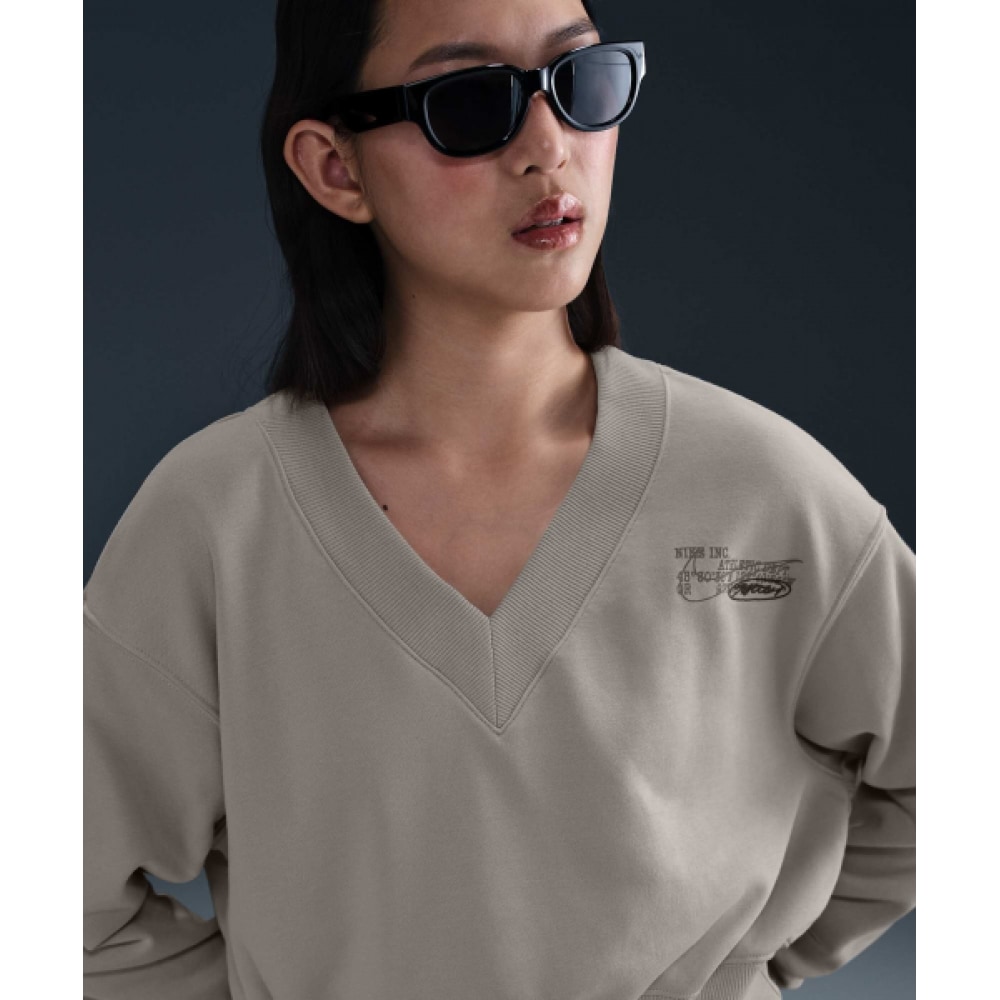 ナイキスポーツウェアフェニックスフリースオーバーサイズ Vネッククロップトップ W-カレッジグレー:カレッジグレー/ HV4857-009