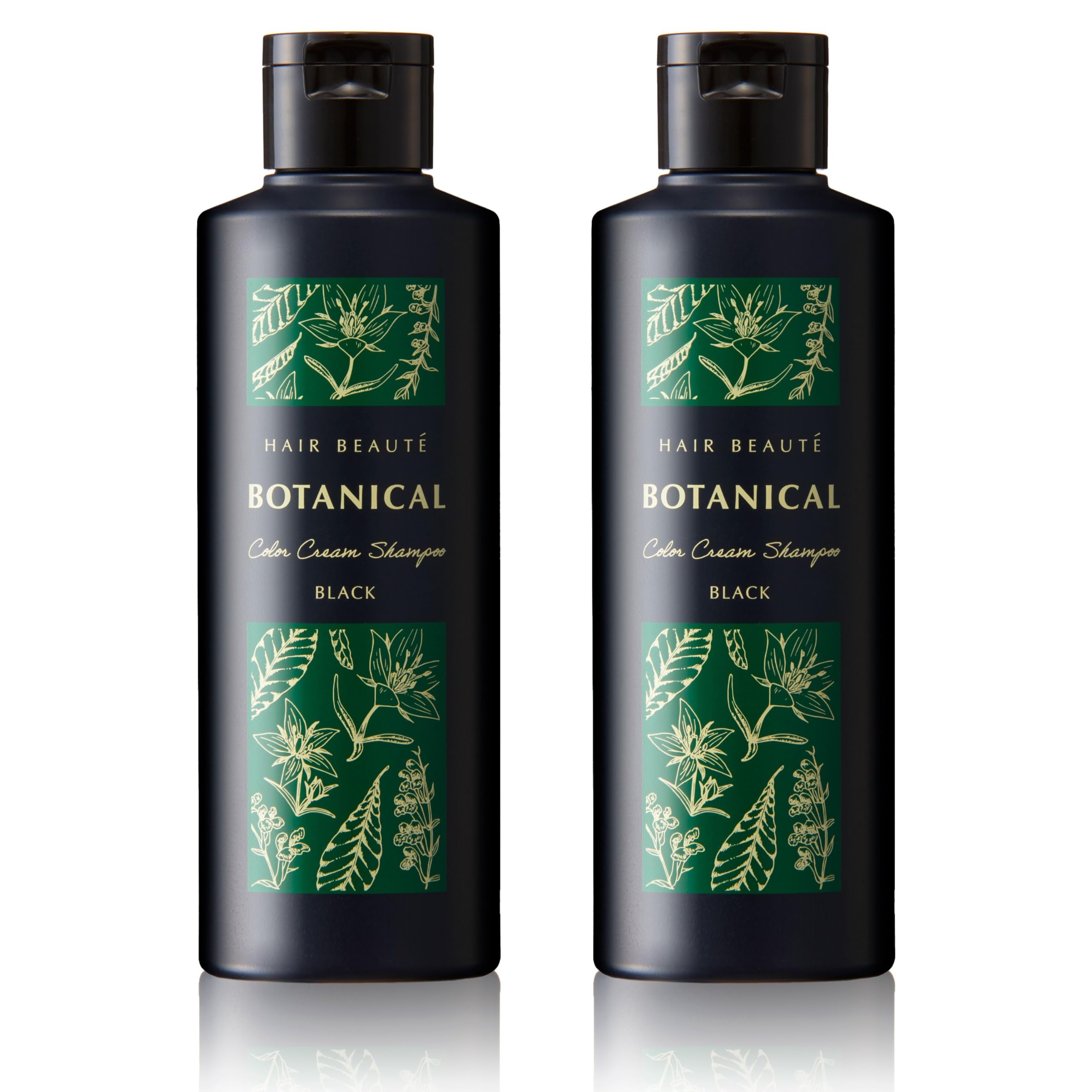 フューチャーラボ ボタニカルカラークリームシャンプー ブラック ×2本 白髪染めシャンプー カラーシャンプー ヘアカラー 毛染めシャンプー 白髪染め レディース （200ml/約1ヶ月分/1本） [シ