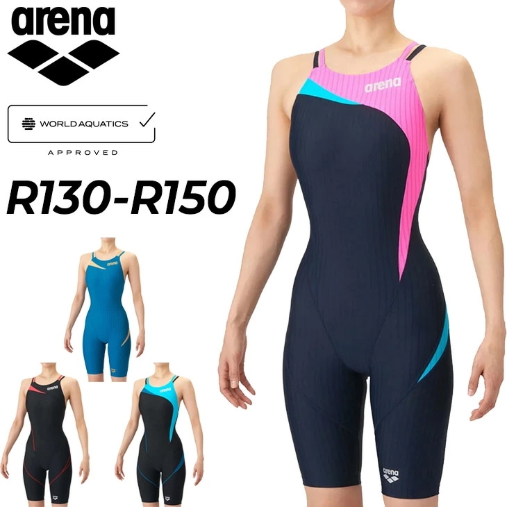 ジュニア 女子 競泳水着 WA承認 R130 R140 R150 公式大会可 レーシングワンピーススパッツ ダブルストラップ（オープンバック・ハーフレッグ） 子ども/AS6SRC56G【返品不可】