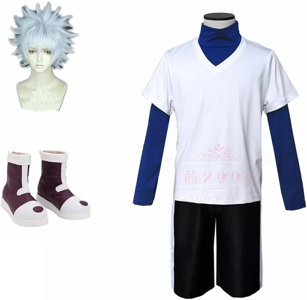 コスプレ衣装 ウィッグ 靴 付き キルア＝ゾルディック HUNTERHUNTER ハンターハンター HH 風 ユニフォーム グッズ 制服 アニメ 舞台演出服 ハロウィン イベント