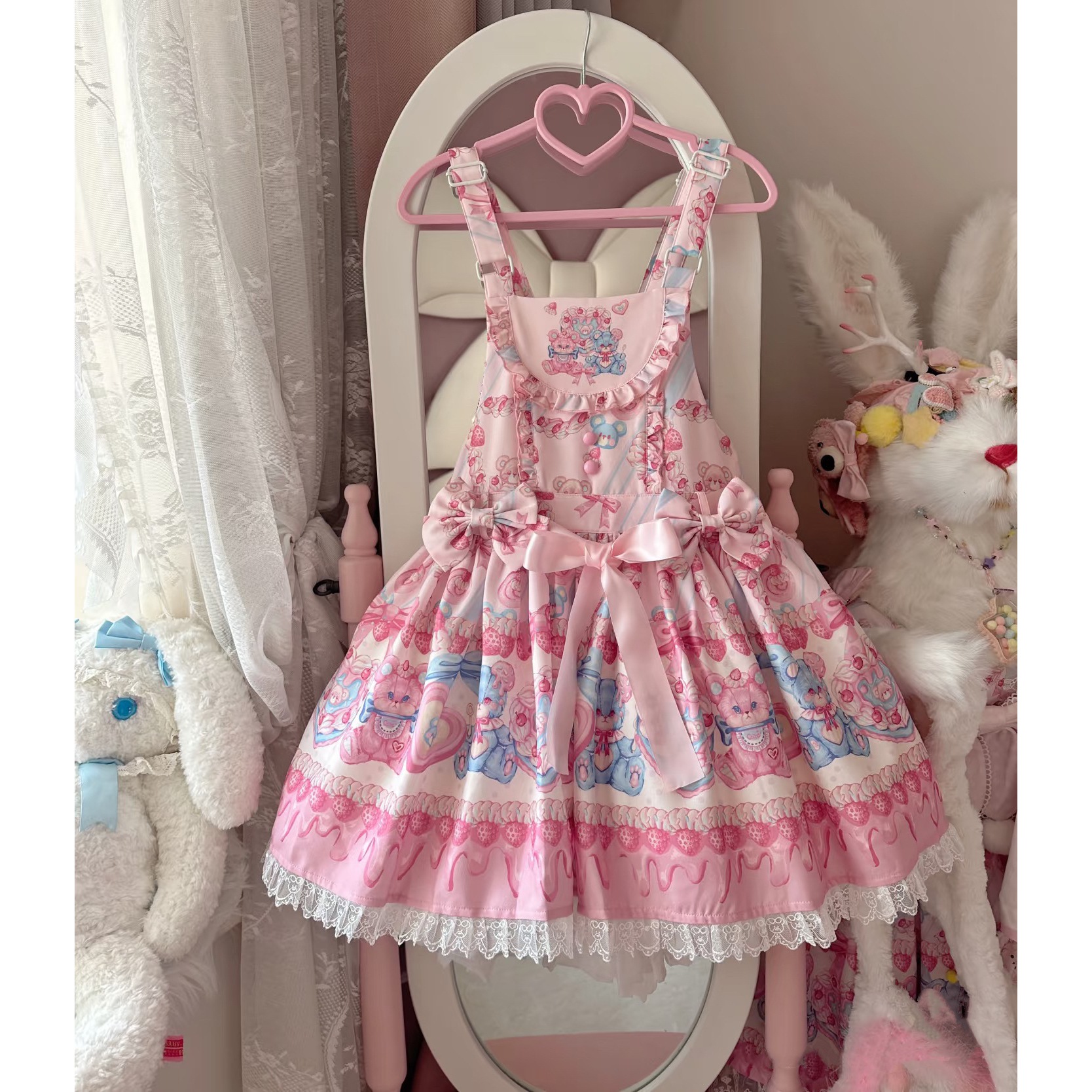 Lolitaワンピースロリータ姫スカートサスペンダースカート大きい童jsk洋服甘く可爱い