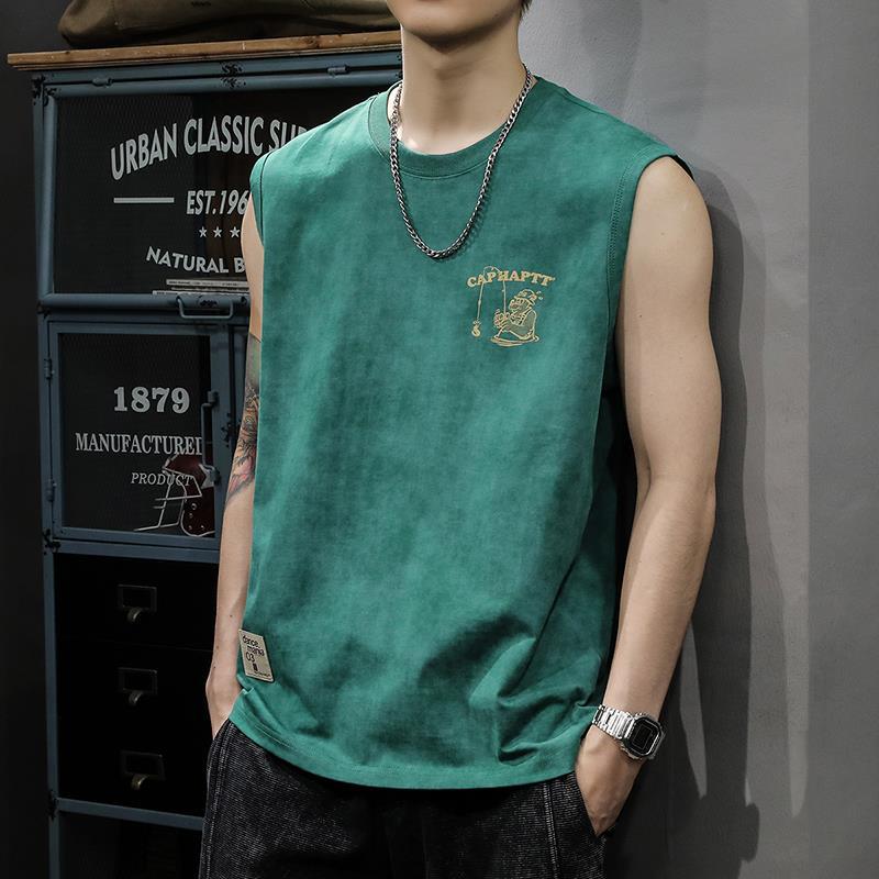 T アメリカ新ファッションブランド スポーツ ベスト メンズ ルーズ カジュアル 夏 1 フィットネス ノースリーブ Tシャツ イン Pianshuaikan