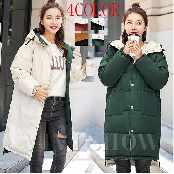 中綿コート レディース 両面着 コート ロング丈 フード付 両面着れる 暖かい オシャレ