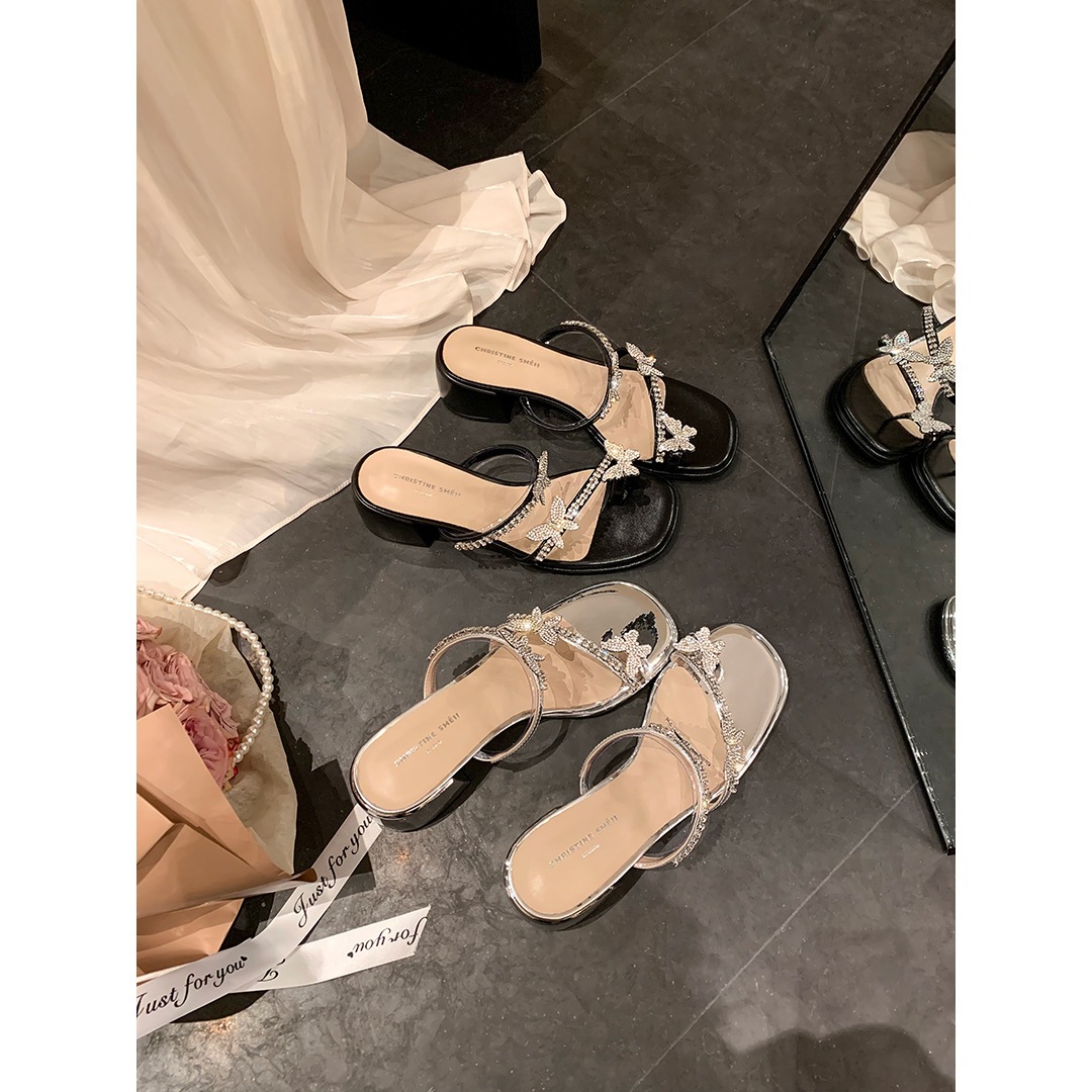 11 シープスキンバージョンスイニン同じスタイルの明るいドリームミラーボウラインストーン1ストリップ厚の女性用のハイヒールスリッパ 5,180円