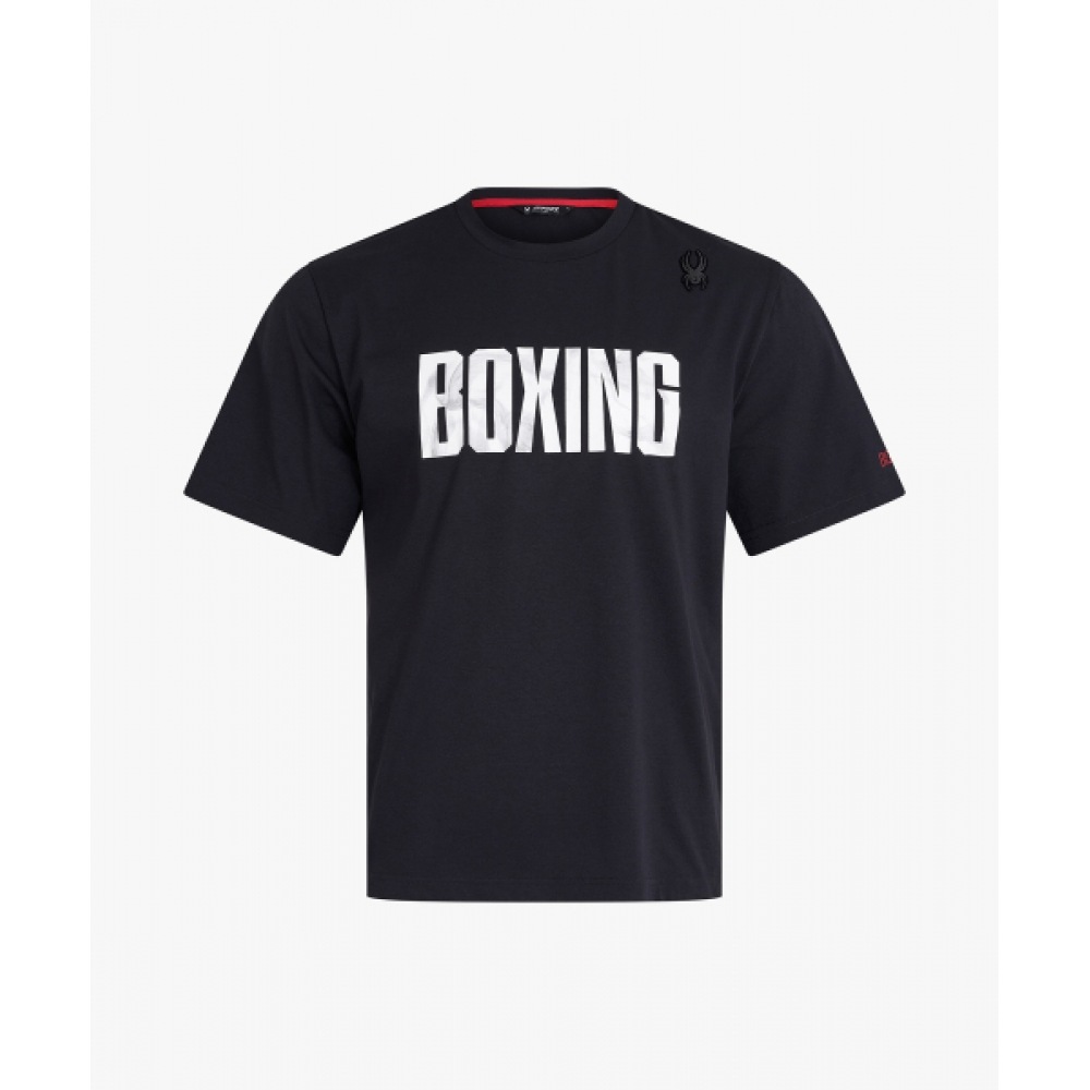 スパイダーメンズビッグパンチボクシングロゴ Tシャツ SPLMCNRS243MBLK