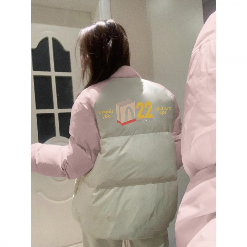 アメリカンカラーブロックシンプル暖かい中綿コート2024新作冬防風防寒中綿コートゆったり万能カジュアルジャケット