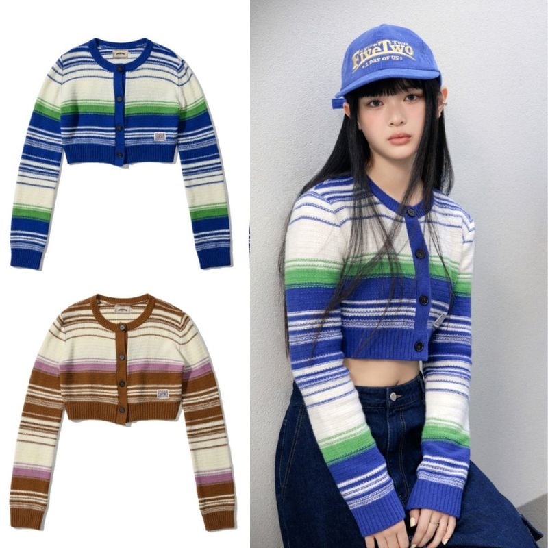 [newjeans zハニ 着用] COLOR LAYERING CROP CARDIGAN